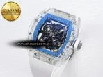 rm035 transparent rmf best edition skeleton blue dial on white rubber strap clone rmul21