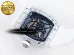 rm035 transparent rmf best edition skeleton blue dial on white rubber strap clone rmul216