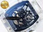 rm035 transparent rmf best edition skeleton blue dial on white rubber strap clone rmul217
