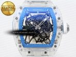 rm035 transparent rmf best edition skeleton blue dial on white rubber strap clone rmul24