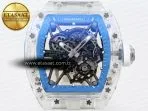 rm035 transparent rmf best edition skeleton blue dial on white rubber strap clone rmul24