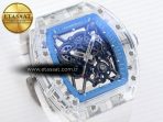 rm035 transparent rmf best edition skeleton blue dial on white rubber strap clone rmul25