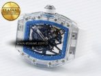 rm035 transparent rmf best edition skeleton blue dial on white rubber strap clone rmul27
