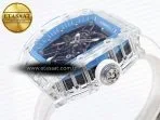 rm035 transparent rmf best edition skeleton blue dial on white rubber strap clone rmul28