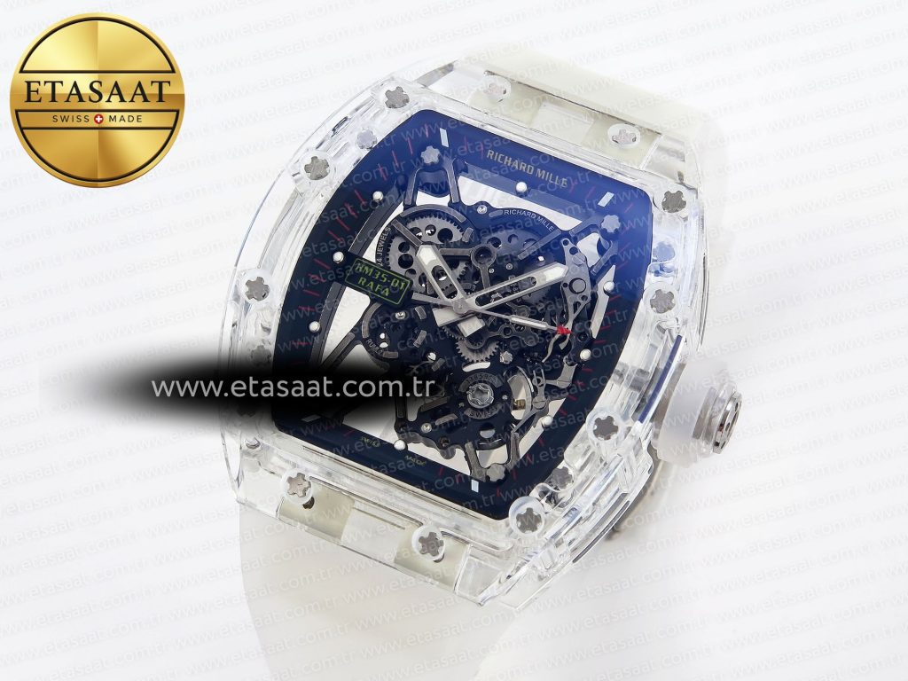 rm035 transparent rmf best edition skeleton dial on translucent rubber strap clone rmul21