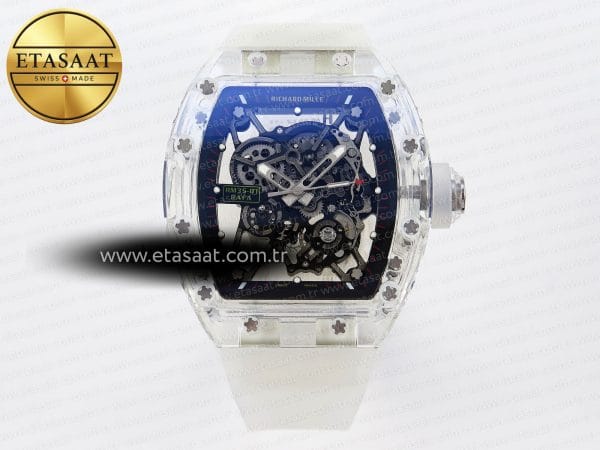 Richard Mille RM035 İskelet Kadran Şeffaf Kauçuk RMUL2 Eta Saat - Görsel 3 - 1:1 Süper Klon Saat