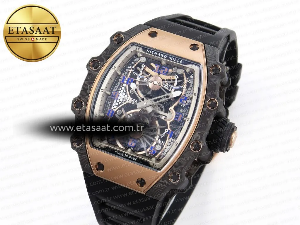 rm21 01 rg tourbillon rmf best edition skeleton dial on black rubber strap2
