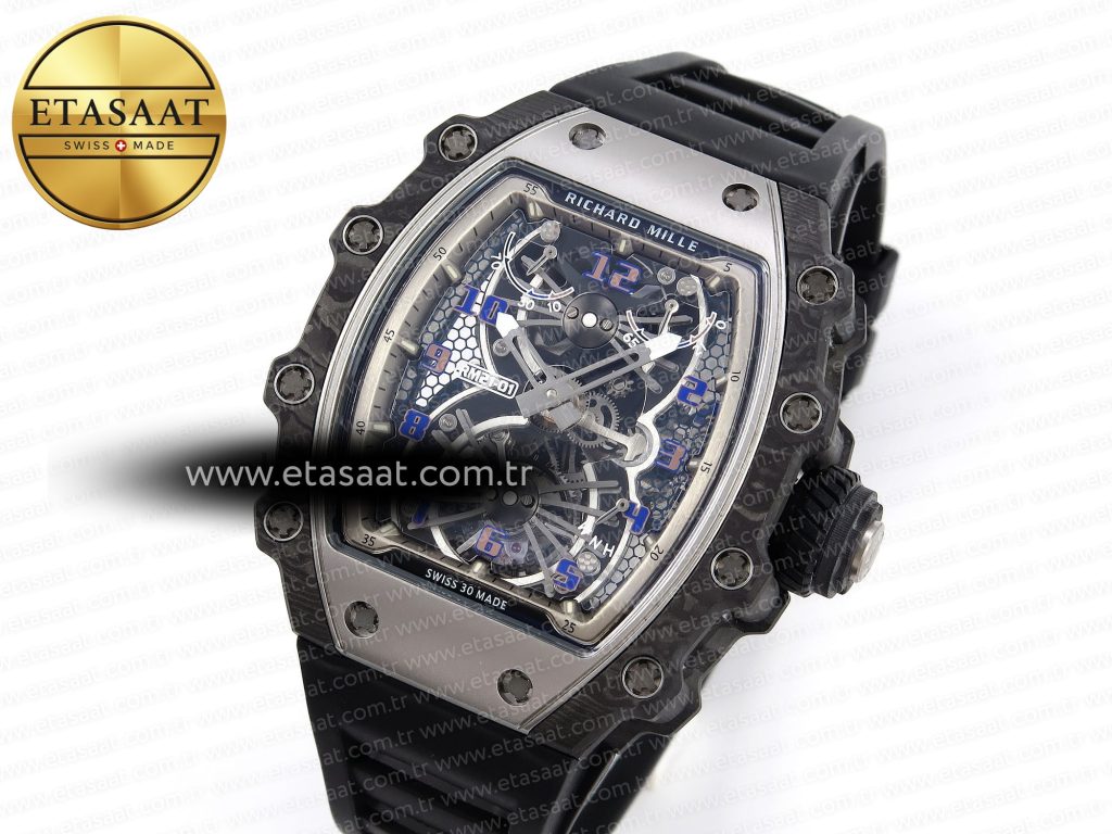 rm21 01 ss tourbillon rmf best edition skeleton dial on black rubber strap1