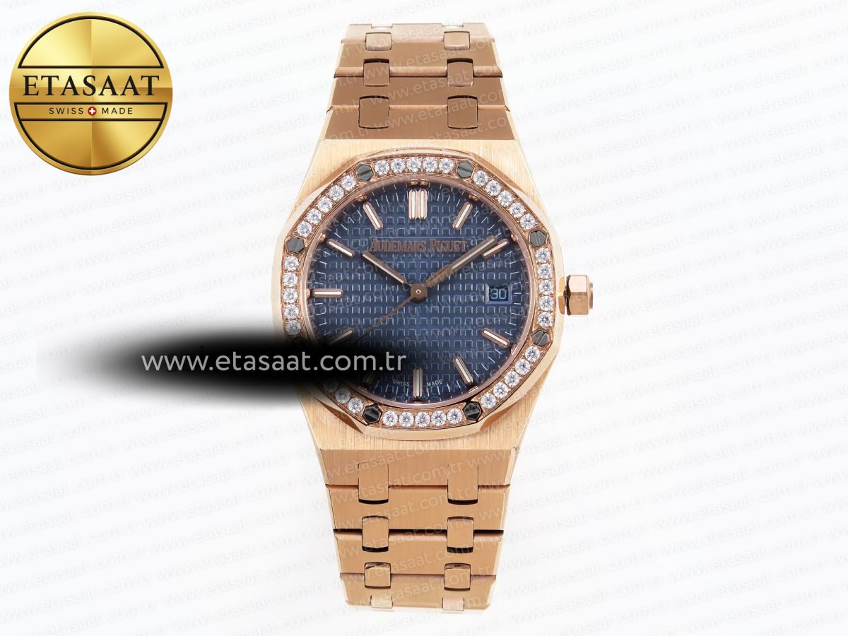 Audemars Piguet Blue Dial Diamonds Bezel on RG - Görsel 3