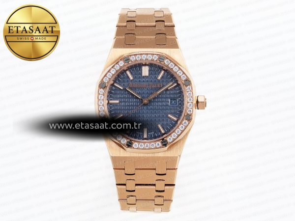 Audemars Piguet Mavi Kadran Pırlantalı Bezel Eta Saat - 1:1 Süper Klon Replika Saat