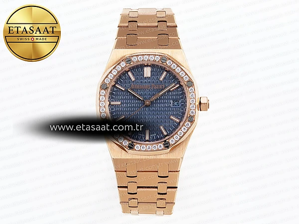 Audemars Piguet Mavi Kadran Pırlantalı Bezel Eta Saat - 1:1 Süper Klon Replika Saat