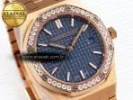 royal oak 33mm rg 8f 11 best edition blue dial diamonds bezel on rg bracelet swiss quartz5