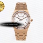Audemars Piguet Beyaz Kadran Pırlantalı Swiss Quartz Eta Saat - Görsel 3 - 1:1 Süper Klon Saat