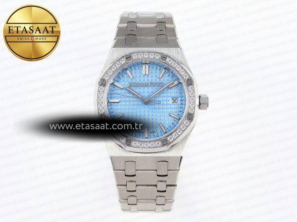 Audemars Piguet Buz Mavisi Pırlantalı A5800 Eta Saat - 1:1 Süper Klon Replika Saat