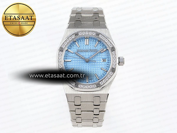 Audemars Piguet Buz Mavisi Pırlantalı A5800 Eta Saat - 1:1 Süper Klon Replika Saat