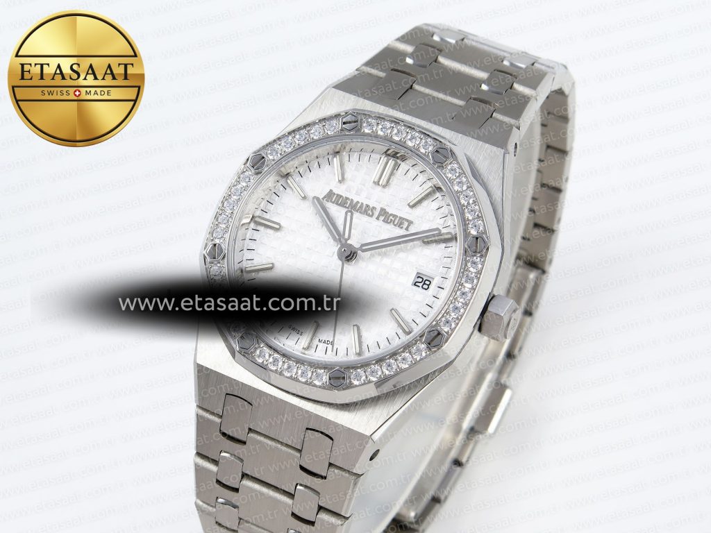 royal oak 34mm ss bf best edition white dial diamonds bezel on ss bracelet a58001