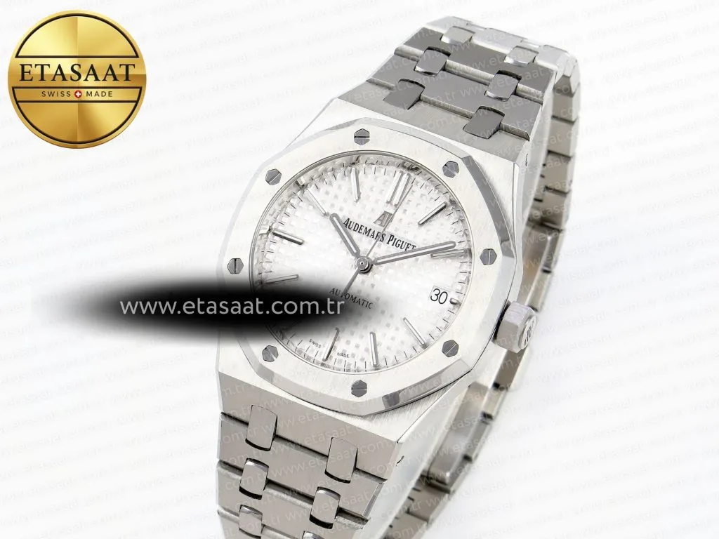 royal oak 37mm 15450 ss ipf best edition white dial on ss bracelet sa3120 super clone1
