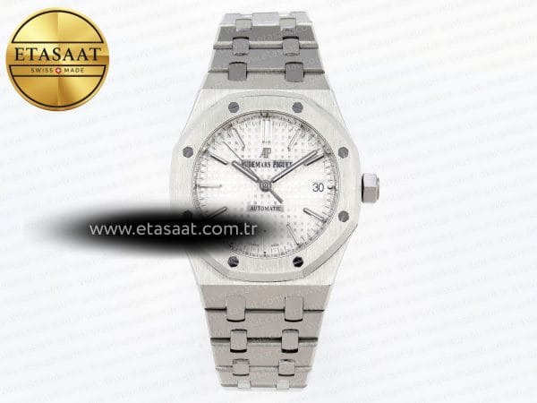 Audemars Piguet Royal Oak 37MM 15450 Beyaz Kadran V2 Eta Saat - Görsel 3 - 1:1 Süper Klon Saat