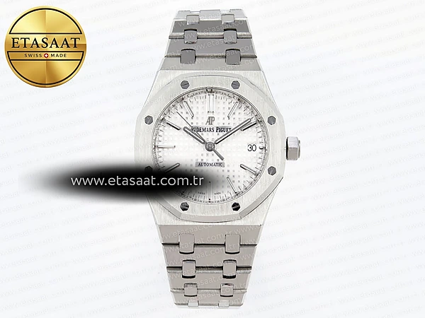 Audemars Piguet Royal Oak 37MM 15450 Beyaz Kadran V2 Eta Saat - 1:1 Süper Klon Replika Saat