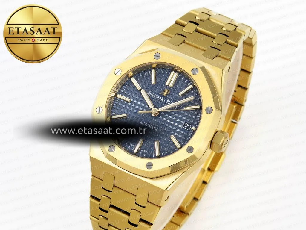 royal oak 37mm 15450 yg ipf best edition blue dial on yg bracelet sa3120 super clone1