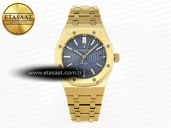 Audemars Piguet Royal Oak 37MM 15450 Mavi Kadran YGSA3120 Eta Saat - 1:1 Süper Klon Replika Saat