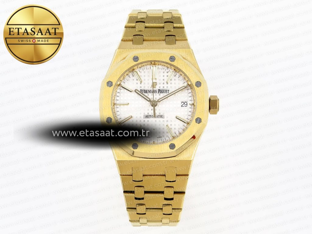 Audemars Piguet Royal Oak 37MM 15450 Beyaz Kadran SA3120 Eta Saat - Görsel 3 - 1:1 Süper Klon Saat