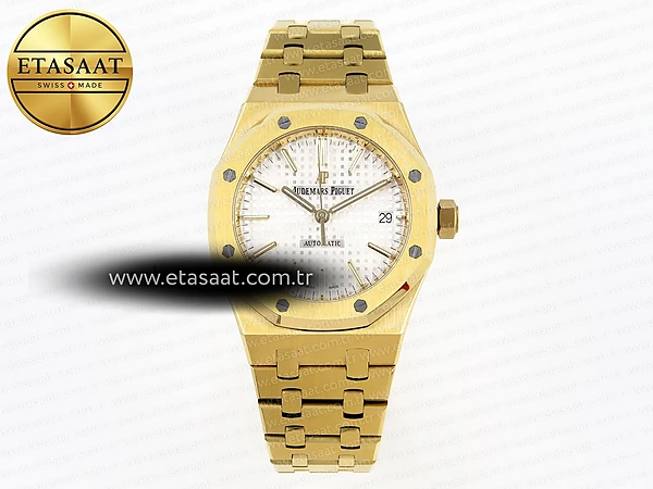 Audemars Piguet Royal Oak 37MM 15450 Beyaz Kadran SA3120 Eta Saat - 1:1 Süper Klon Replika Saat