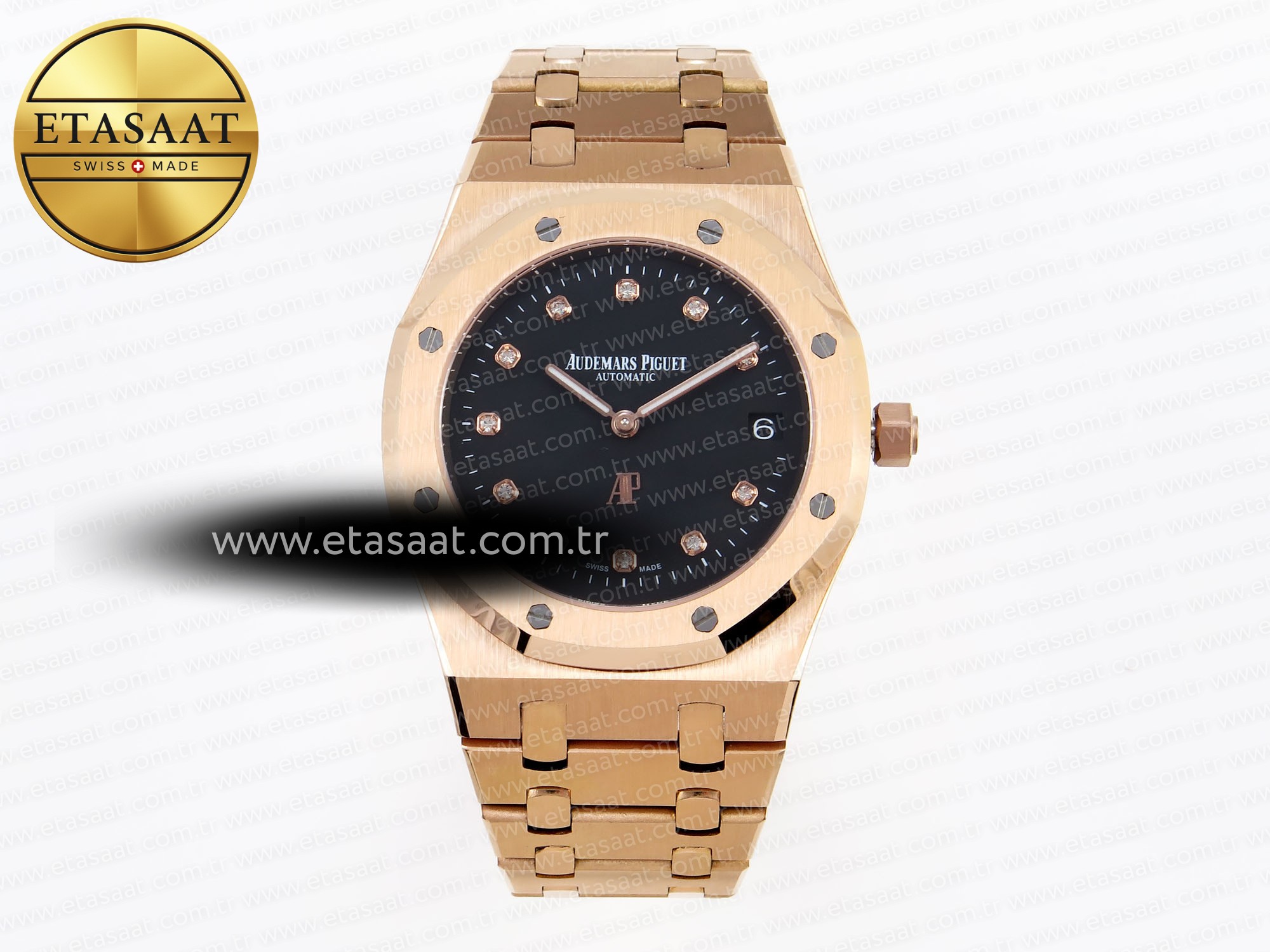 Audemars Piguet Royal Oak 39mm 15202 Siyah Pırlanta A2121 Eta Saat - 1:1 Süper Klon Replika Saat Audemars Piguet Royal Oak 39mm 15202 Siyah Pırlanta A2121 Eta Saat - 1:1 Süper Klon Replika Saat