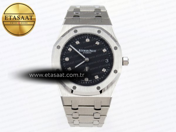 Audemars Piguet Royal Oak 39mm 15202 Siyah Kadran A2121 Eta Saat - 1:1 Süper Klon Replika Saat