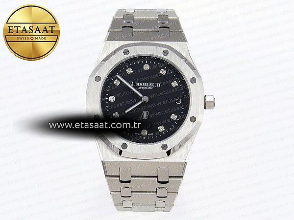 Audemars Piguet Royal Oak 39mm 15202 Siyah Kadran A2121 Eta Saat - 1:1 Süper Klon Replika Saat