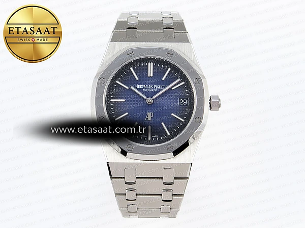 Audemars Piguet Royal Oak 39mm 15202 Mavi/Siyah A2121 Eta Saat - 1:1 Süper Klon Replika Saat