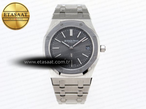 Audemars Piguet Royal Oak 39mm 15202 Gri Kadran A2121 Eta Saat - 1:1 Süper Klon Replika Saat