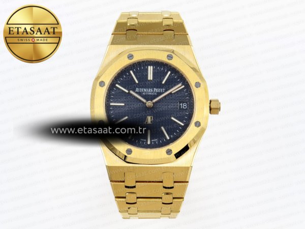 Audemars Piguet Royal Oak 39mm 15202 Mavi Dokulu A2121 Eta Saat - 1:1 Süper Klon Replika Saat