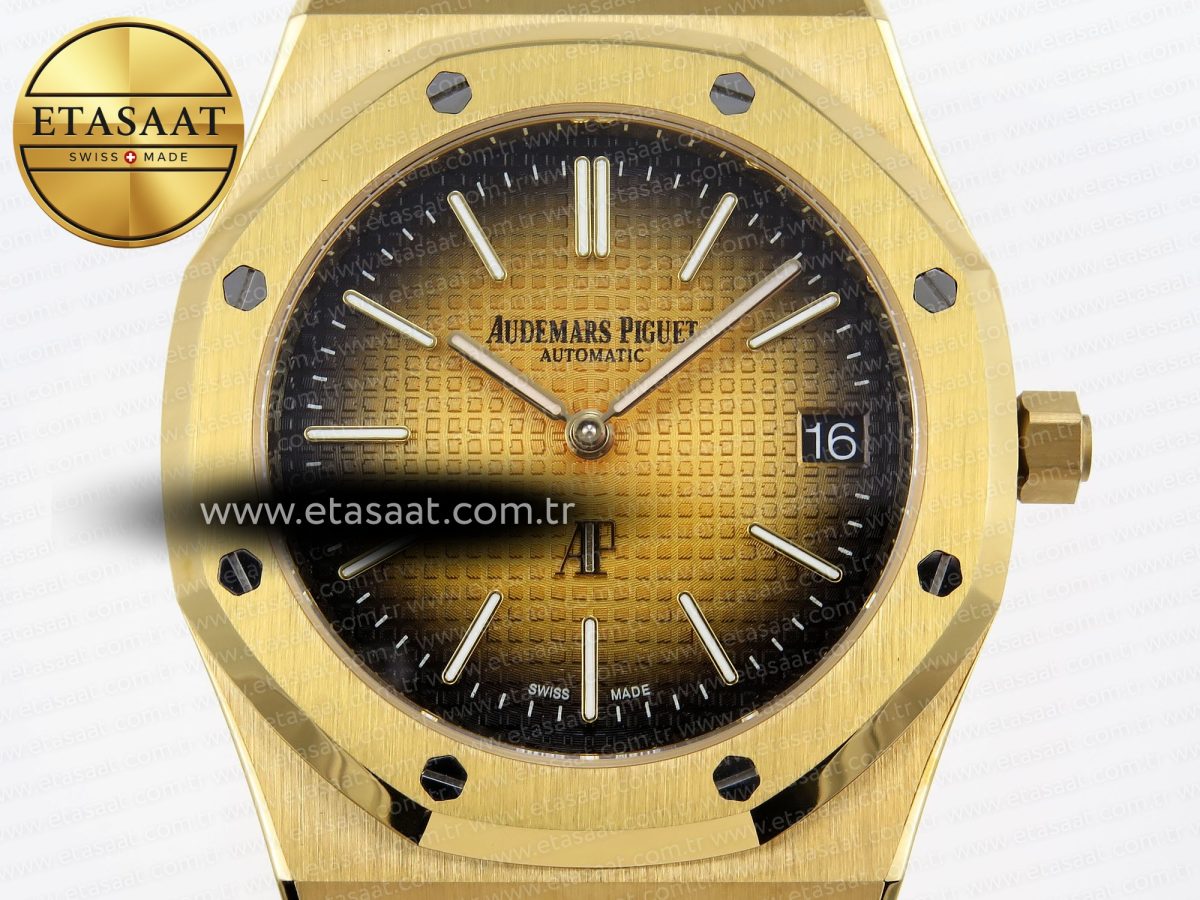 Audemars Piguet Royal Oak 39mm 15202 Yellow/Brown Textured Dial on YG A2121 - Görsel 4