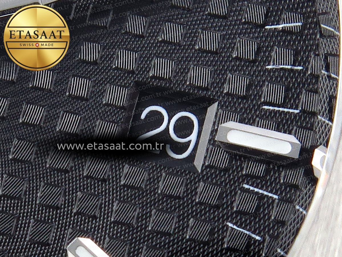 Audemars Piguet Royal Oak 41mm 15400 SS APSF 1:1 Best Edition Black Textured Dial on Black Rubber Strap SA3120 Super Clone V3 - Görsel 10