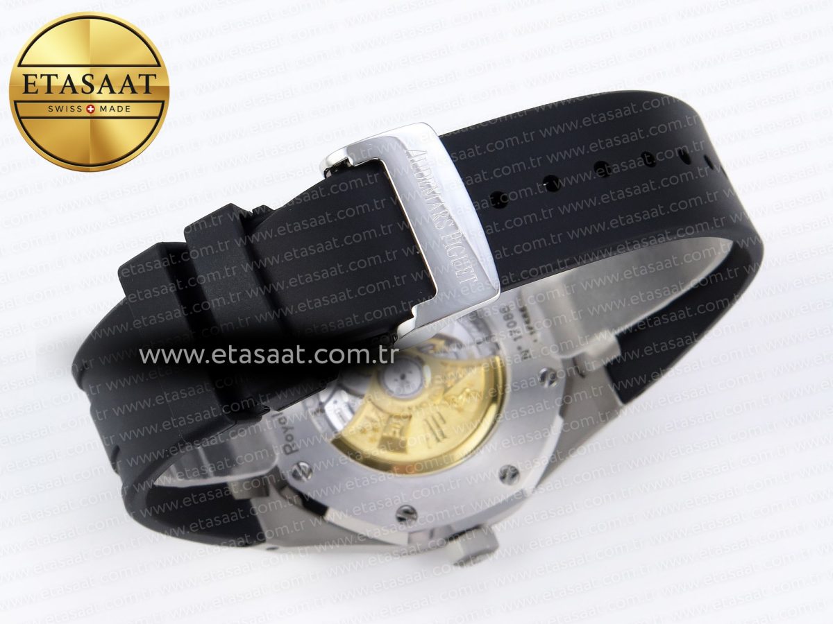 Audemars Piguet Royal Oak 41mm 15400 SS APSF 1:1 Best Edition Blue Textured Dial on Black Rubber Strap SA3120 Super Clone V3 - Görsel 16