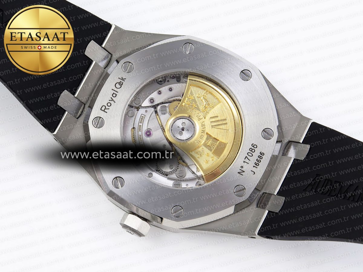 Audemars Piguet Royal Oak 41mm 15400 SS APSF 1:1 Best Edition Blue Textured Dial on Black Rubber Strap SA3120 Super Clone V3 - Görsel 17