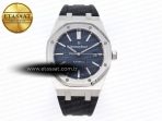 Audemars Piguet Royal Oak 41mm 15400 SS APSF 1:1 Best Edition Blue Textured Dial on Black Rubber Strap SA3120 Super Clone V3 - Görsel 3