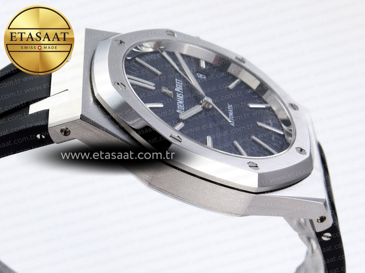 Audemars Piguet Royal Oak 41mm 15400 SS APSF 1:1 Best Edition Blue Textured Dial on Black Rubber Strap SA3120 Super Clone V3 - Görsel 9
