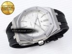 Audemars Piguet Royal Oak 41mm 15400 SS APSF 1:1 Best Edition White Textured Dial on Black Rubber Strap SA3120 Super Clone V3 - Görsel 7