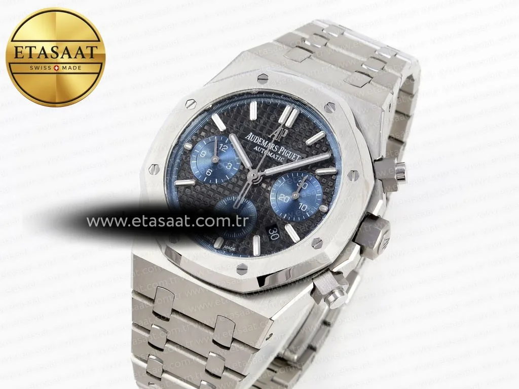 royal oak chrono 26331st ss ipf 11 best edition black dial blue subdial on ss bracelet a77502