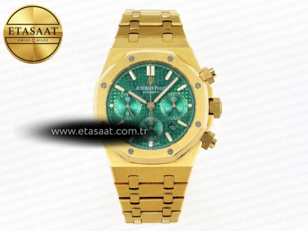 Audemars Piguet Royal Oak Kronograf 26331ST YG Yeşil A7750 Eta Saat - 1:1 Süper Klon Replika Saat