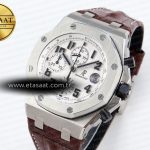 audemars piguet WHITE DIAL ON BROWN LEATHER STRAP A7750