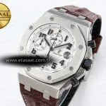 royal oak offshore 42mm safari ss apf 11 best edition white dial on brown leather strap a77501