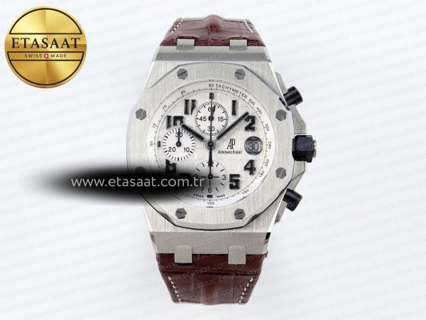 Audemars Piguet Beyaz Kadran Kahve Deri A7750 Eta Saat - 1:1 Süper Klon Replika Saat