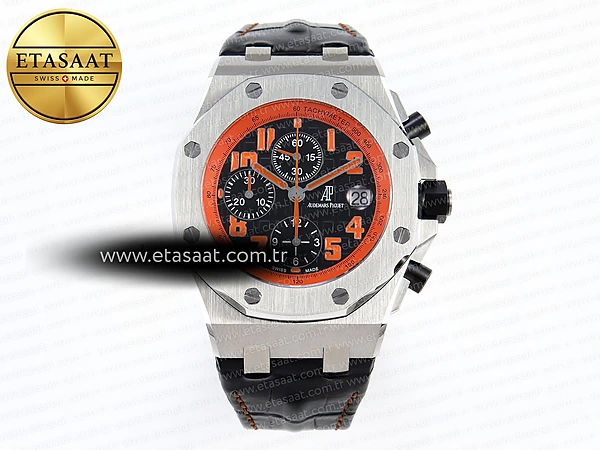 Audemars Piguet Siyah Kadran Turuncu İndeks A7750 Eta Saat - 1:1 Süper Klon Replika Saat