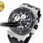 royal oak offshore 42mm ss apf 11 best edition black dial white markers on black rubber strap a77501