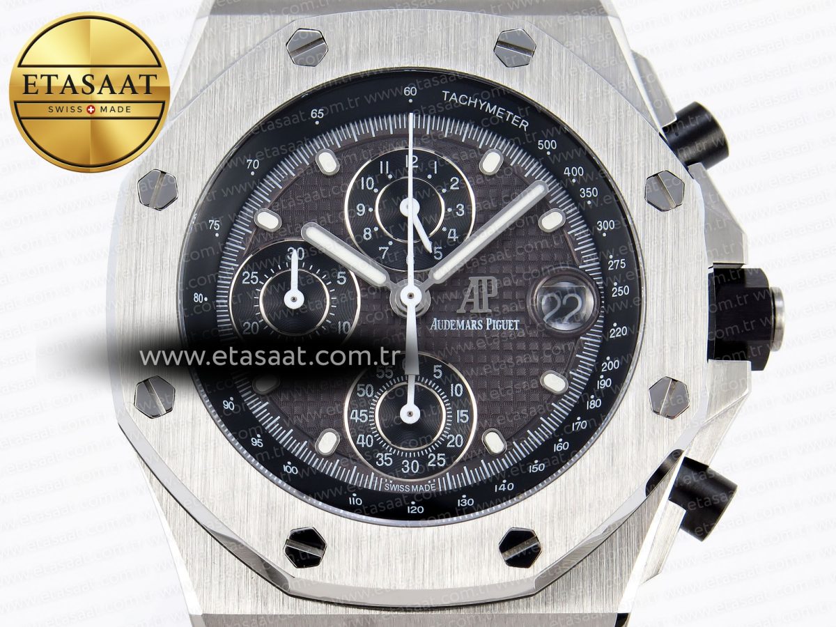 Audemars Piguet ROYAL OAK OFFSHORE 42MM SS APF 1:1 En İyi Versiyon Gri Kadran Paslanmaz Çelik Bilezik A4404 - Görsel 4