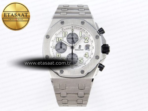 Audemars Piguet Beyaz/Gümüş Kadran Bilezik A7750 Eta Saat - 1:1 Süper Klon Replika Saat