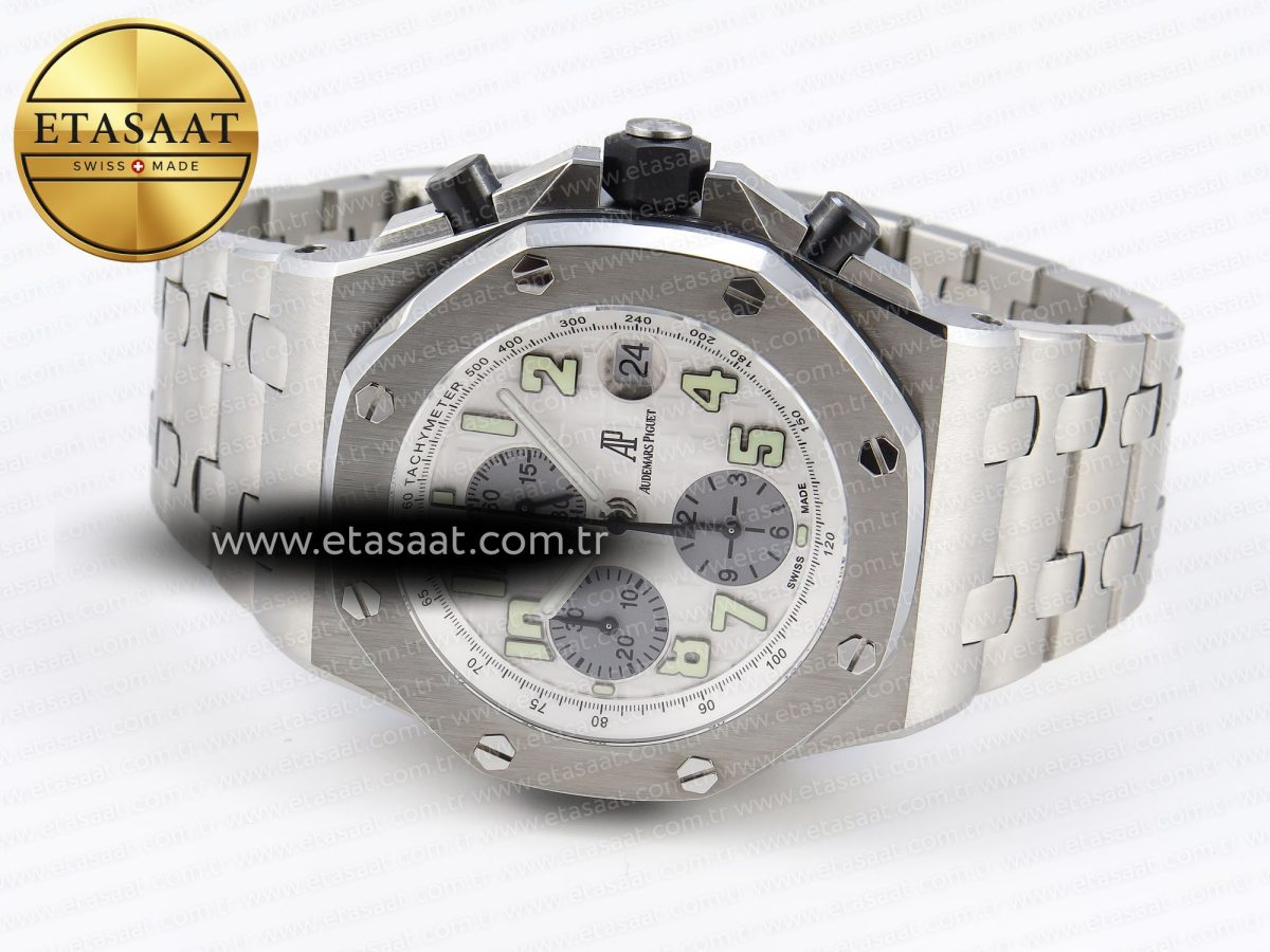 Audemars Piguet WHITE/SILVER DIAL ON SS BRACELET A7750 - Görsel 6